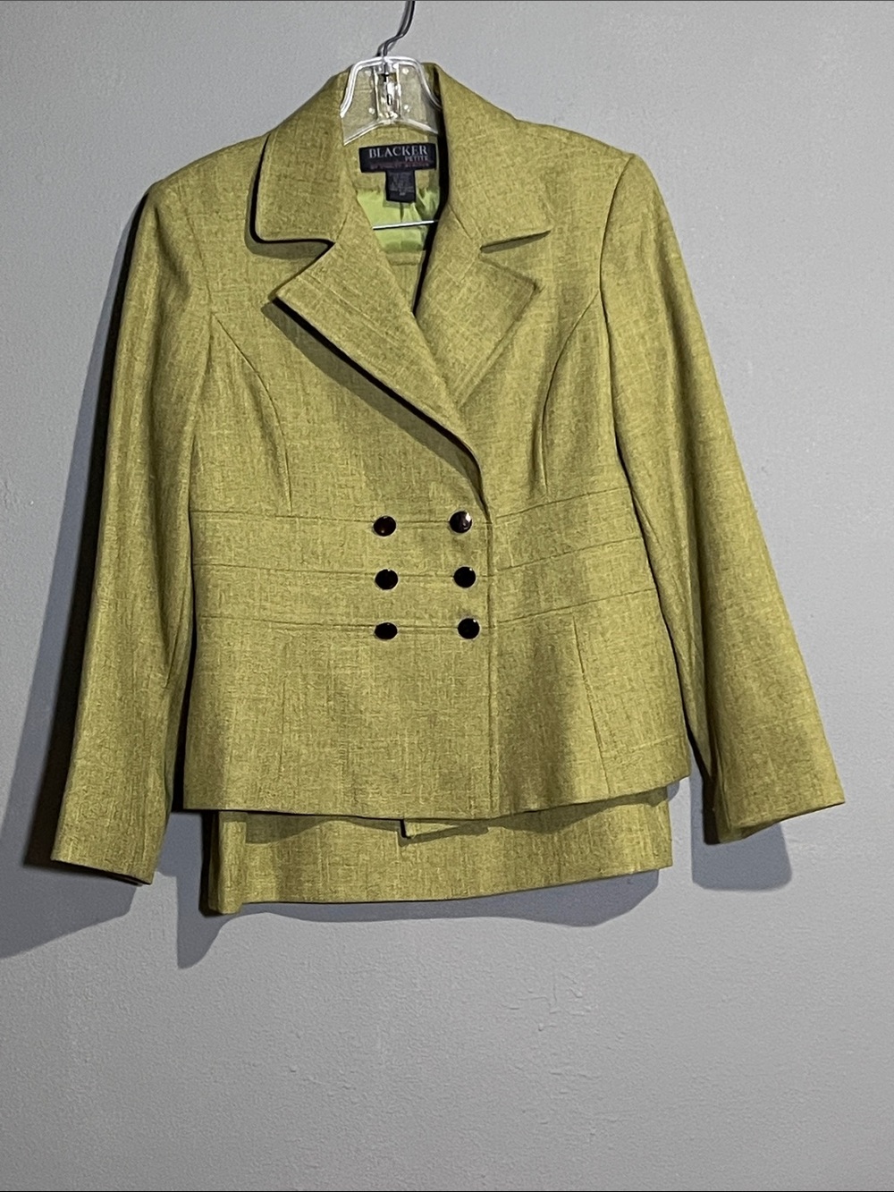 Blacker Petite Olive Green Double-Breasted Cropped Blazer